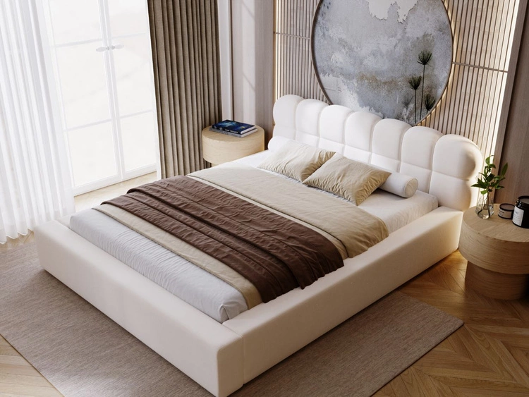 Polsterbett mit Bettkasten und Lattenrost 140x200 Plaza Creme