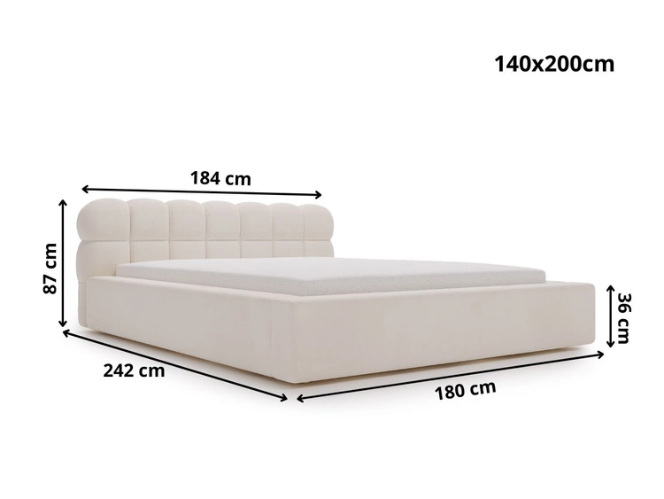 Polsterbett mit Bettkasten und Lattenrost 140x200 Plaza Beige