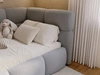 Gepolstertes Jugend-Einzelbett mit Bettkasten und Holzrost 90x200 Modo One Links Grau