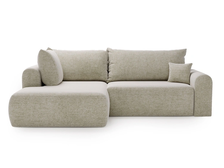 Ecksofa L-Form mit Schlaffunktion und Bettkasten Savana Bis Hellbeige
