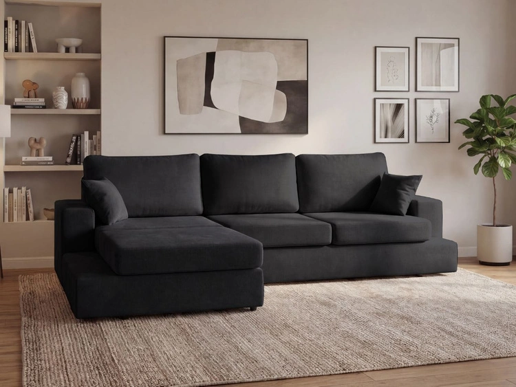 Ecksofa L-Form fürs Wohnzimmer Nesto Links Schwarz