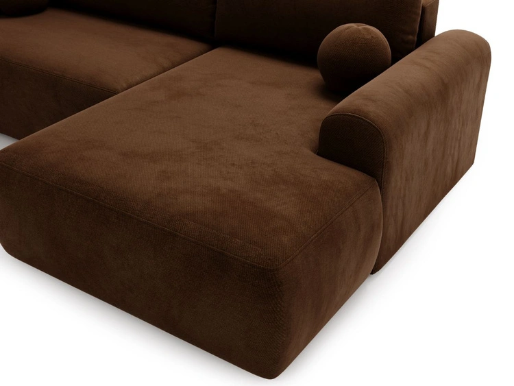 Ecksofa L-Form mit Schlaffunktion und Bettkasten Savana Rechts Braun