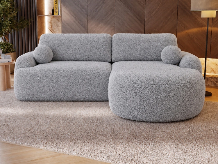 Ecksofa L-Form Rechts mit Schlaffunktion und Bettkasten Aurio Grau