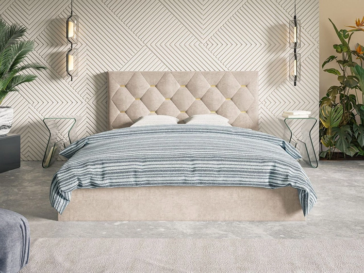 Polsterbett mit Bettkasten und Lattenrost 140x200 Salento Beige