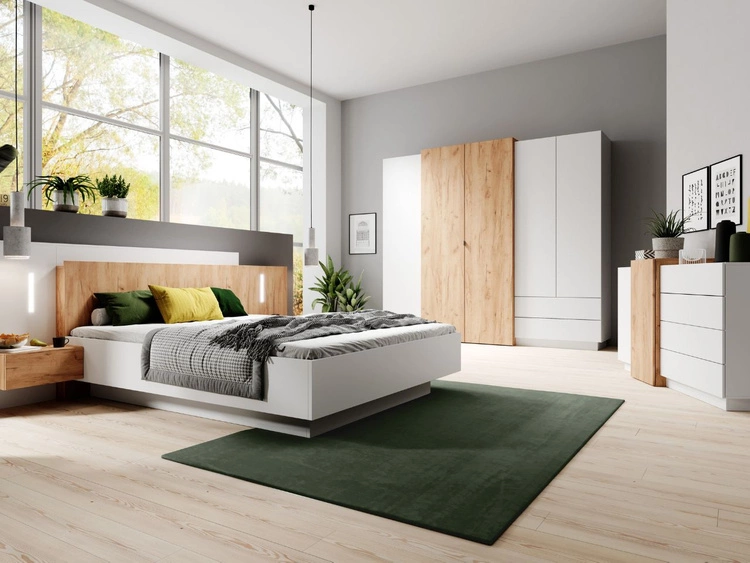 Kommode mit Türen und Schubladen Morten Weiß, Goldene Craft Eiche