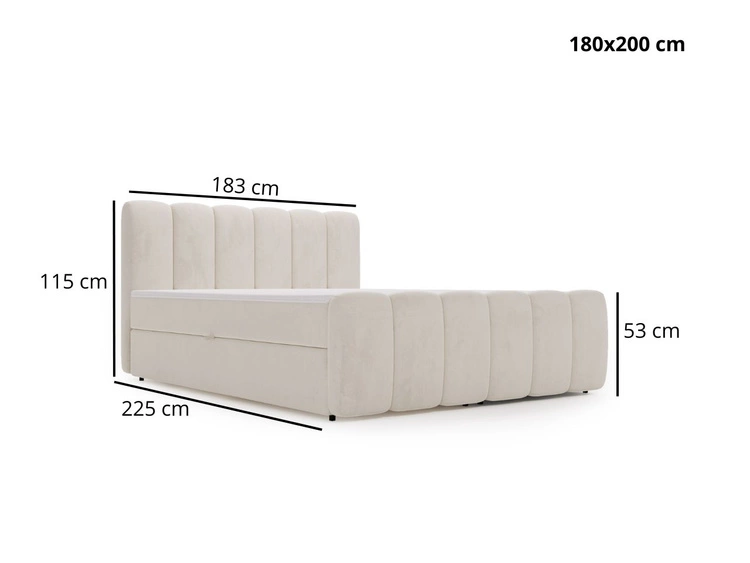 Boxspringbett mit Bettkasten 180x200 Cloud Dunkelgrau