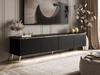 TV-Lowboard viertürig im Glamour-Stil mit LED-Beleuchtung Celle, schwarz matt