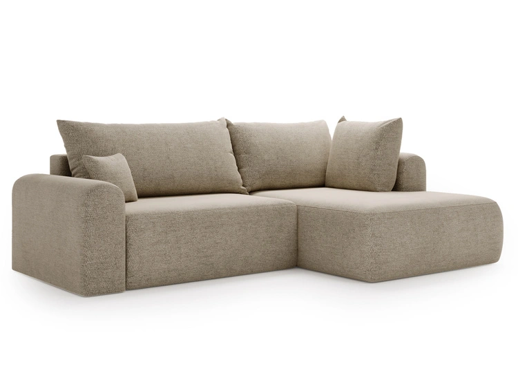 Ecksofa L-Form mit Schlaffunktion und Bettkasten Savana Bis Beige