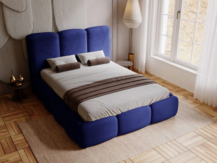 Polsterbett mit Bettkasten und Lattenrost 180x200 Bubble Blau