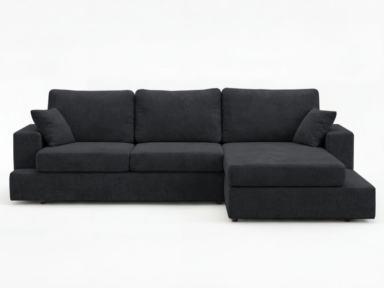 Ecksofa L-Form fürs Wohnzimmer Nesto Rechts Schwarz