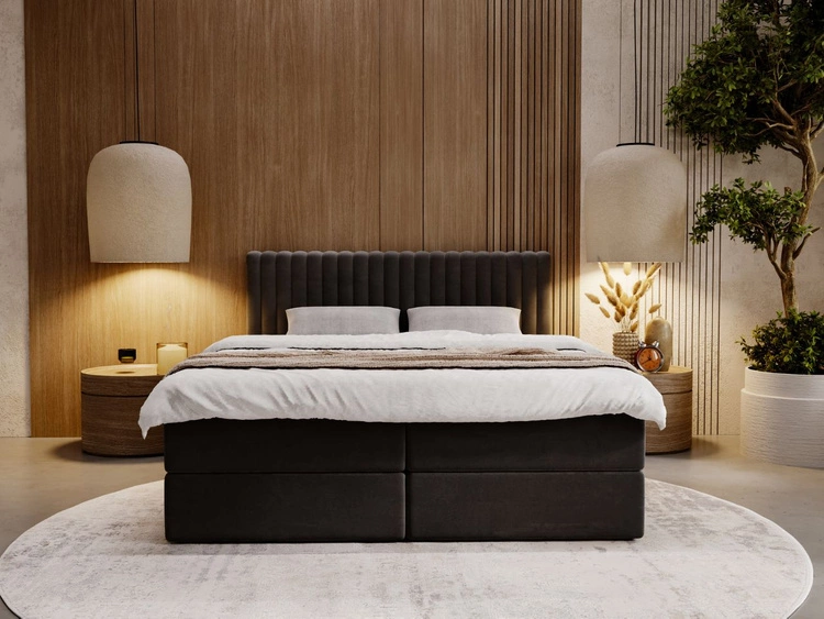 Boxspringbett mit Bettkasten 160x200 Marbella Anthrazit