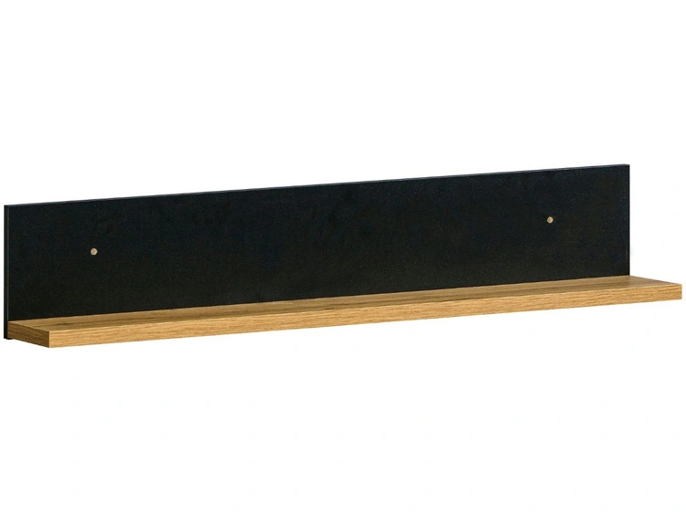 Langes Hängeregal 90 cm für das Wohnzimmer Lavore Wotan Eiche, Schwarz matt