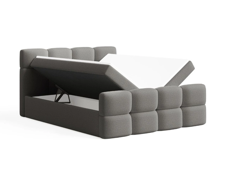 Boxspringbett mit Bettkasten 140x200 Rivon Grau