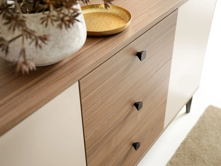Kommode mit Türen und Schubladen, 140 cm, Arelis Kaschmir, Royal Nussbaum