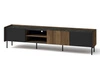 TV-Lowboard mit Türen 200 cm Pascale Nussbaum Warmia, Schwarz