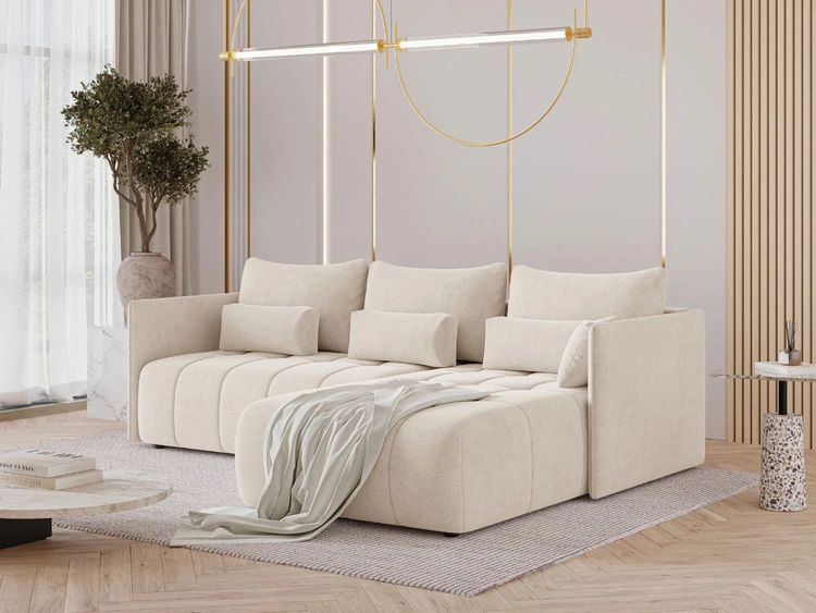 Ecksofa L-Form mit Schlaffunktion und Bettkasten Ardi Creme