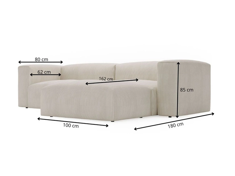 Ecksofa L-Form Rechts Moderne Cord Ecksofa Landi Beige