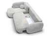Ecksofa mit Schlaffunktion und Bettkasten Links Carino Hellgrau