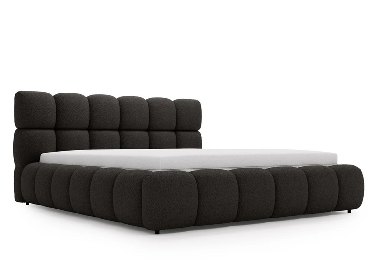 Polsterbett mit Bettkasten und Lattenrost 120x200 Modo aus Bouclé-Stoff Schwarz