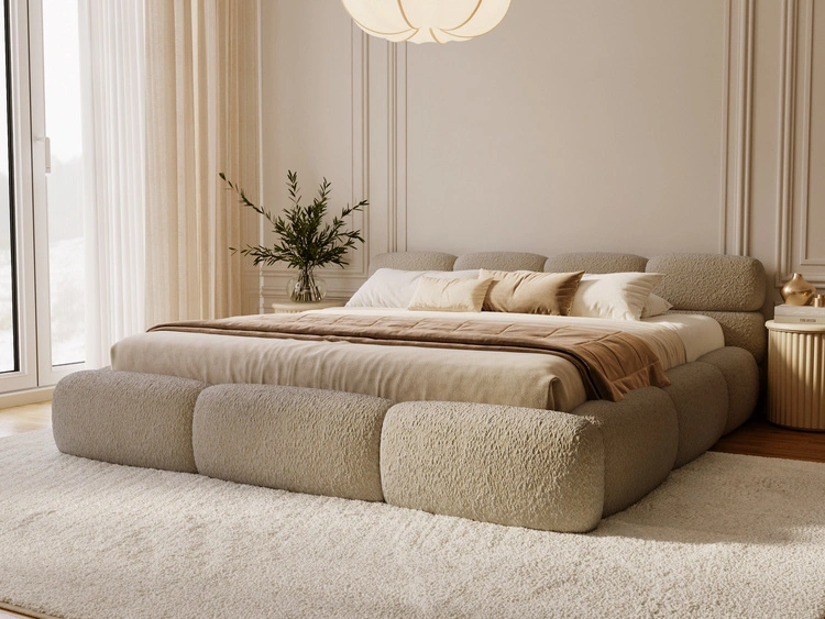 Polsterbett mit Bettkasten und Bettrost 180x200 Sweet Low Dunkelbeige