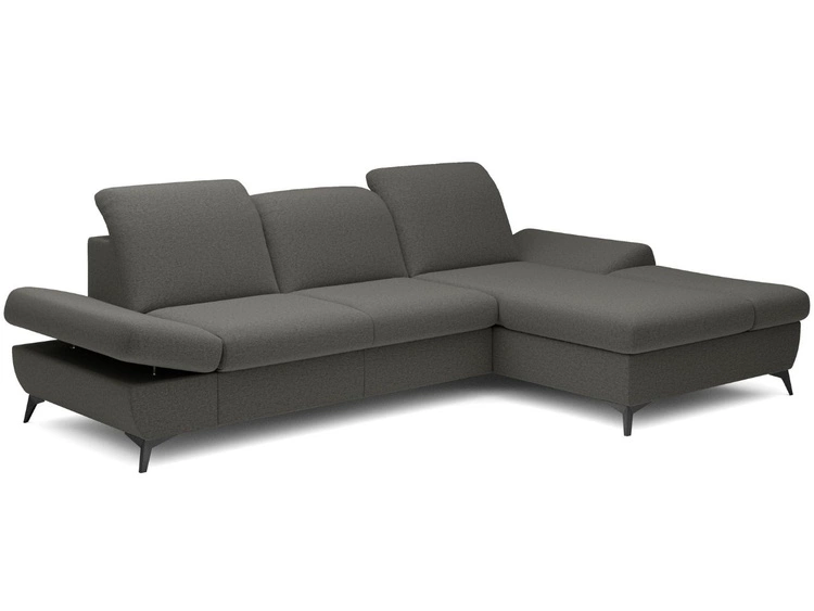 Ecksofa L-Form Rechts mit Schlaffunktion und Bettkasten Hannover Dunkelgrau
