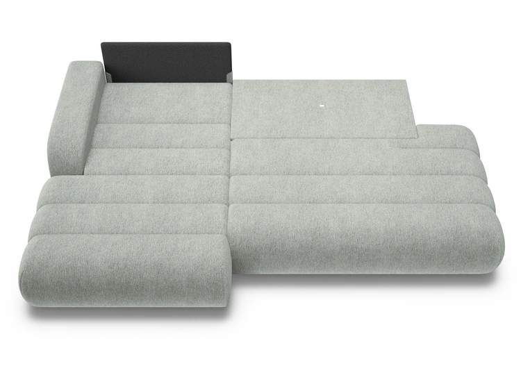 Ecksofa L-Form mit Schlaffunktion und Bettkasten Lisso Links Hellgrün