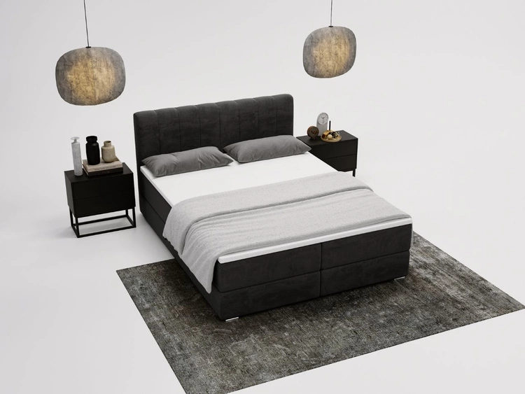 Boxspringbett mit Bettkasten 180x200 Forte Schwarz