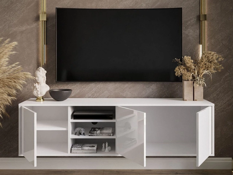 Hängender TV-Schrank mit Türen Vivance Weiß Hochglanz