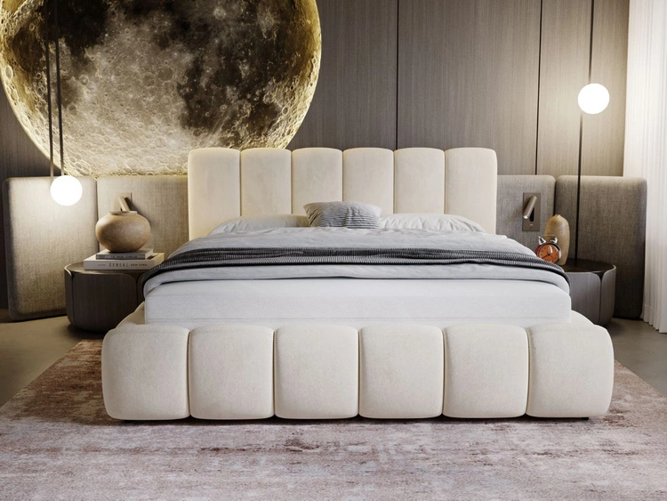 Polsterbett mit Bettkasten und Lattenrost 140x200 Cloud Beige