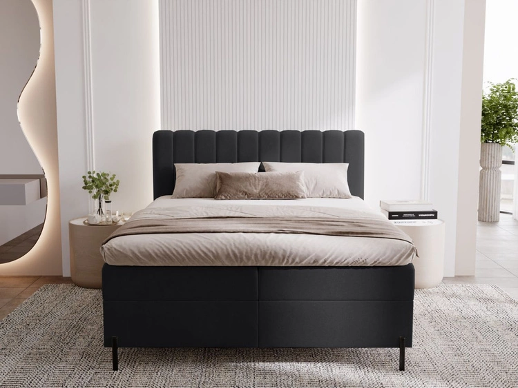 Boxspringbett mit Bettkasten 120x200 Primavera Schwarz