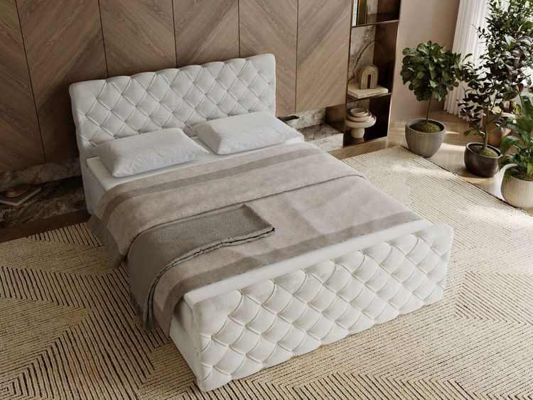 Boxspringbett mit Bettkasten 140x200 Lunaris Creme