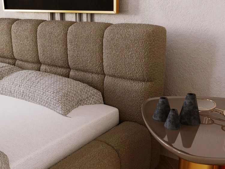 Polsterbett mit Bettkasten und Lattenrost 120x200 Alicante Boucle Braun