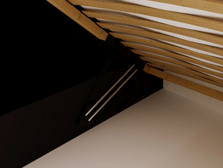 Gepolstertes Jugend-Einzelbett mit Bettkasten und Holzrost 90x200 Modo One Links Schwarz
