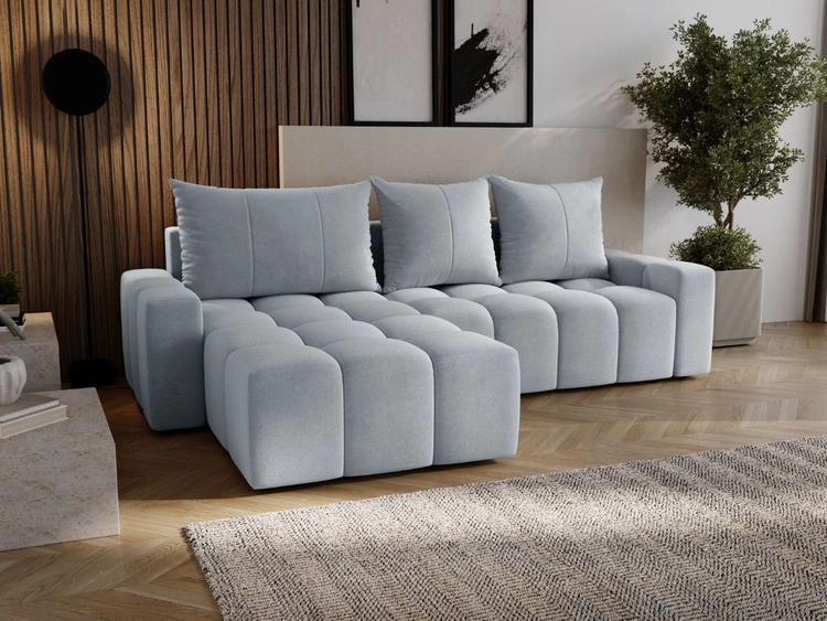 Ecksofa L-Form mit Schlaffunktion und Bettkasten Bresso Hellgrau