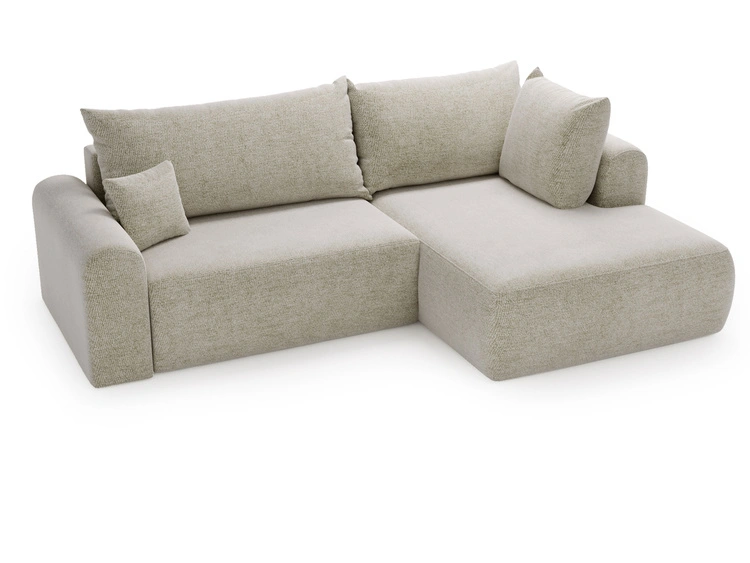 Ecksofa L-Form mit Schlaffunktion und Bettkasten Savana Bis Hellbeige