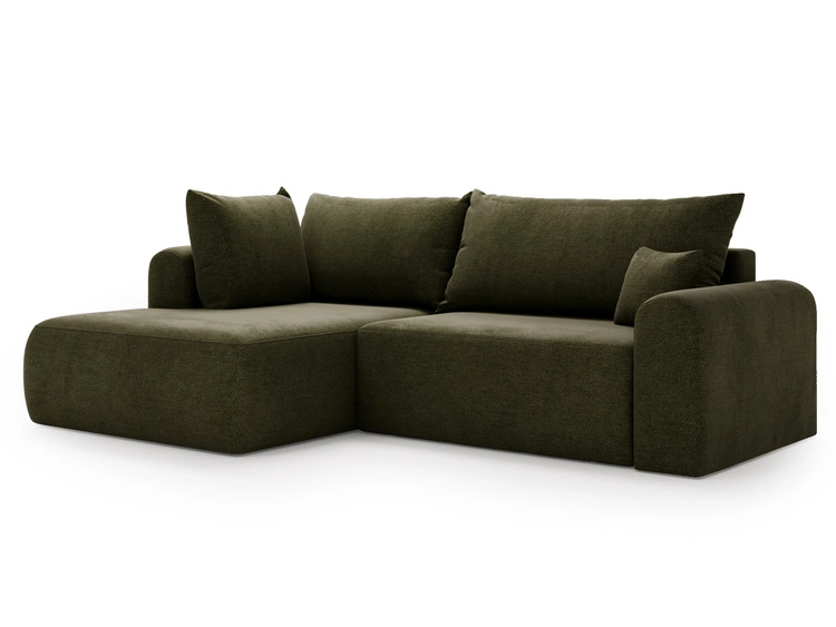 Ecksofa L-Form mit Schlaffunktion und Bettkasten Savana Bis Grün