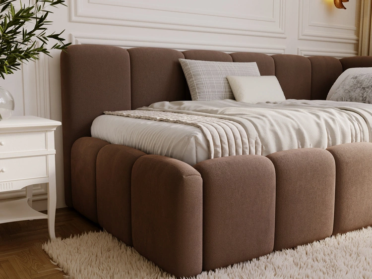 Jugendbett Einzelbett mit Bettkasten und Lattenrost 90x200 Cloud One Braun