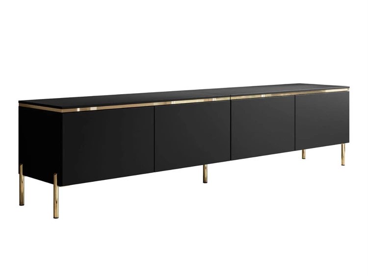 TV-Lowboard im Glamour-Stil mit LED-Beleuchtung Celle, schwarz matt