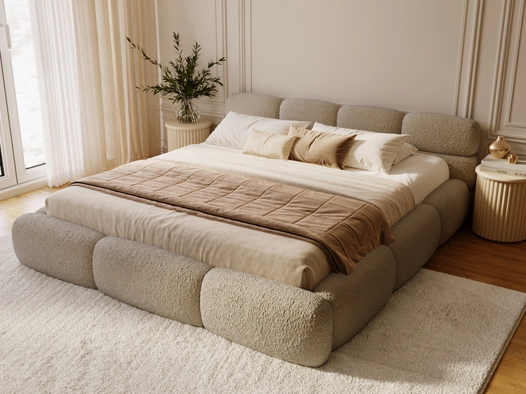 Polsterbett mit Bettkasten und Bettrost 140x200 Sweet Low Dunkelbeige
