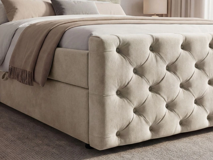 Boxspringbett mit Bettkasten 180x200 Montego Creme