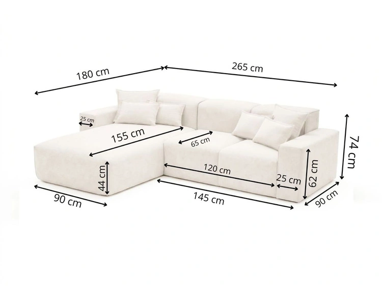Ecksofa L-Form Links Moderne Ecksofa Leni Creme