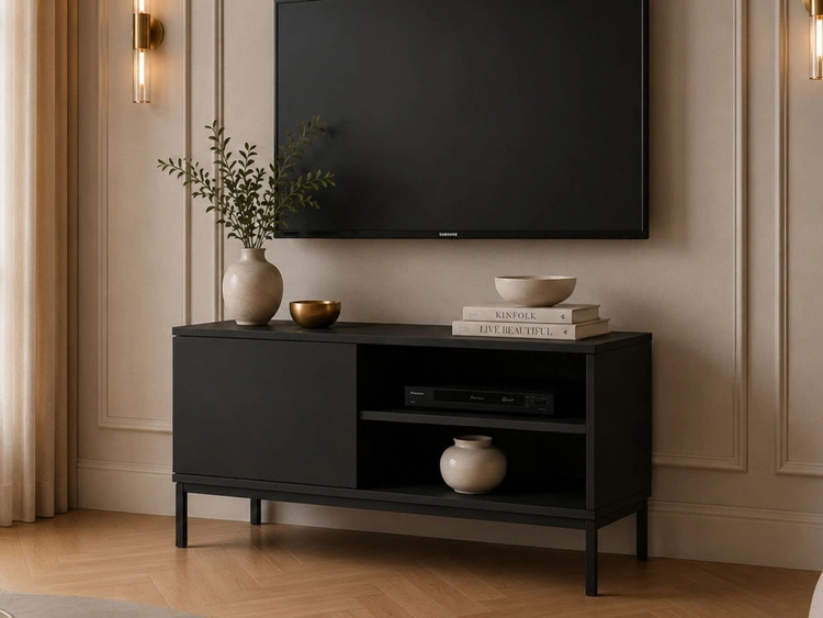 TV-Lowboard mit Türen 100 cm Soroko Schwarz