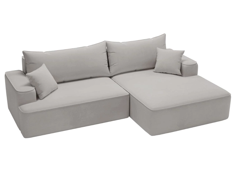 Ecksofa L-Form Rechts mit Schlaffunktion und Bettkasten California Hellgrau