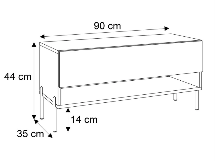 TV-Schrank 90 cm mit LED-Beleuchtung und schwarzen Beinen Aurelie Artisan Eiche