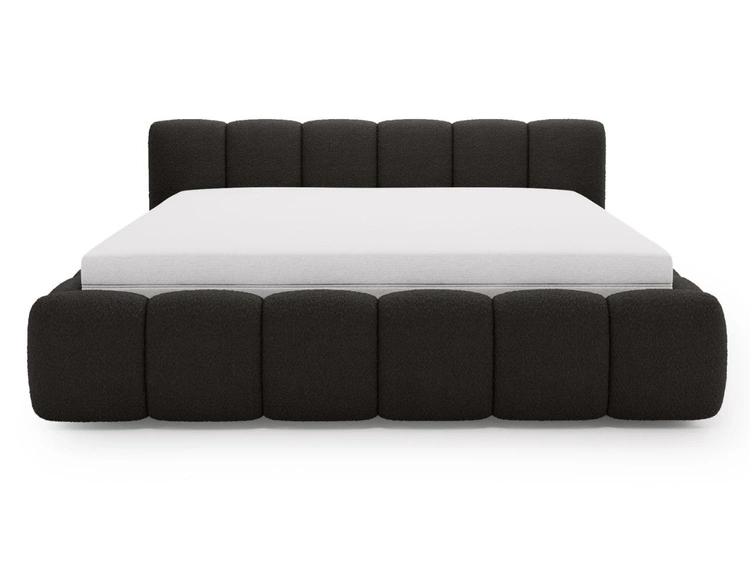 Polsterbett mit Bettkasten und Lattenrost 140x200 Cloud Low Bouclé-Stoff Schwarz