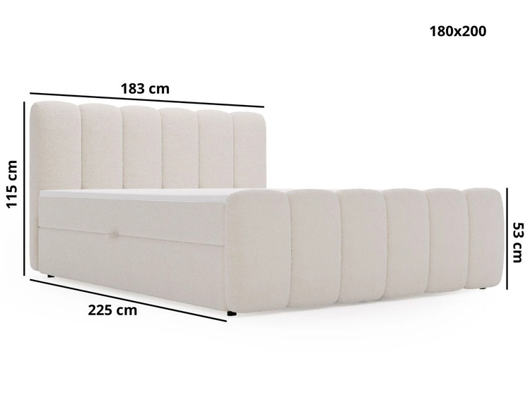 Boxspringbett mit Bettkasten 180x200 Bouclé-Stoff Cloud Schwarz