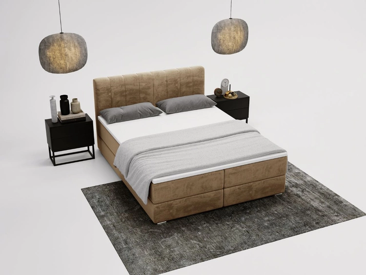 Boxspringbett mit Bettkasten 180x200 Forte Beige