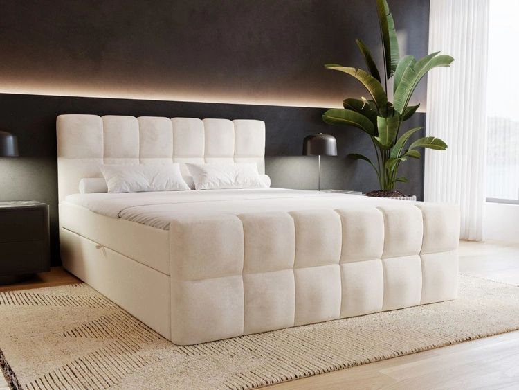 Boxspringbett mit Bettkasten 140x200 Alicante Beige