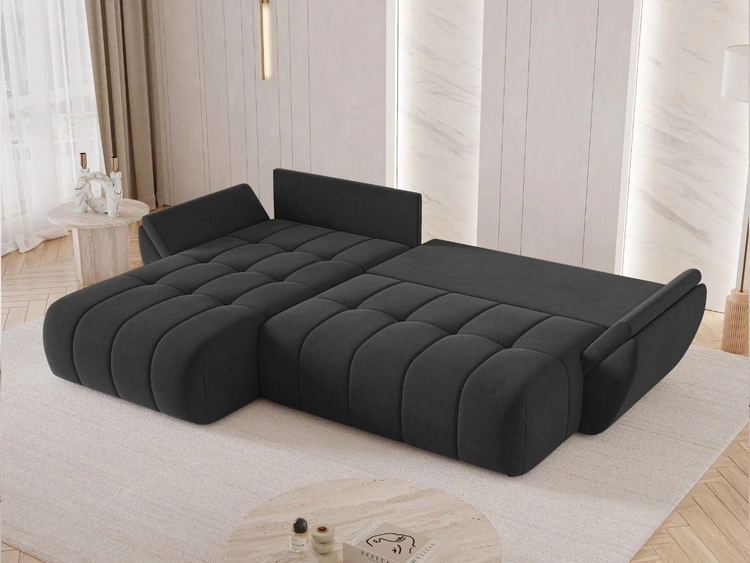 Ecksofa L-Form mit Schlaffunktion und Bettkasten Decor L Anthrazit