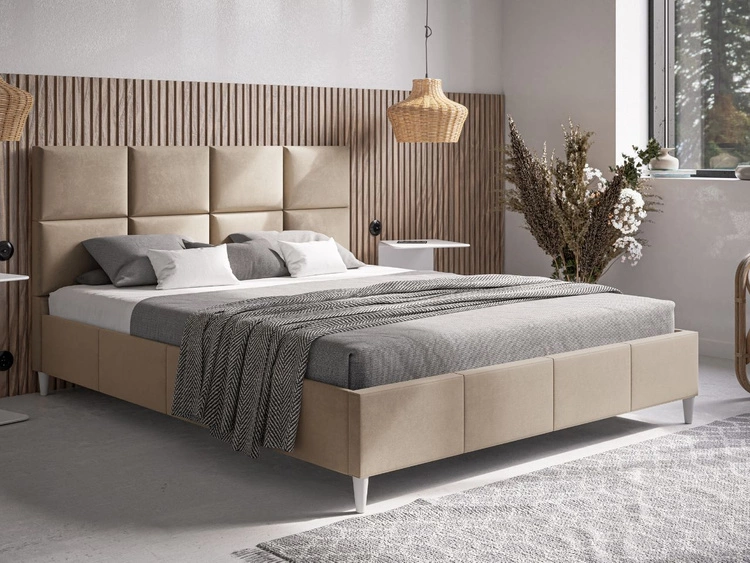 Polsterbett mit Lattenrost 120x200 Luxe Beige